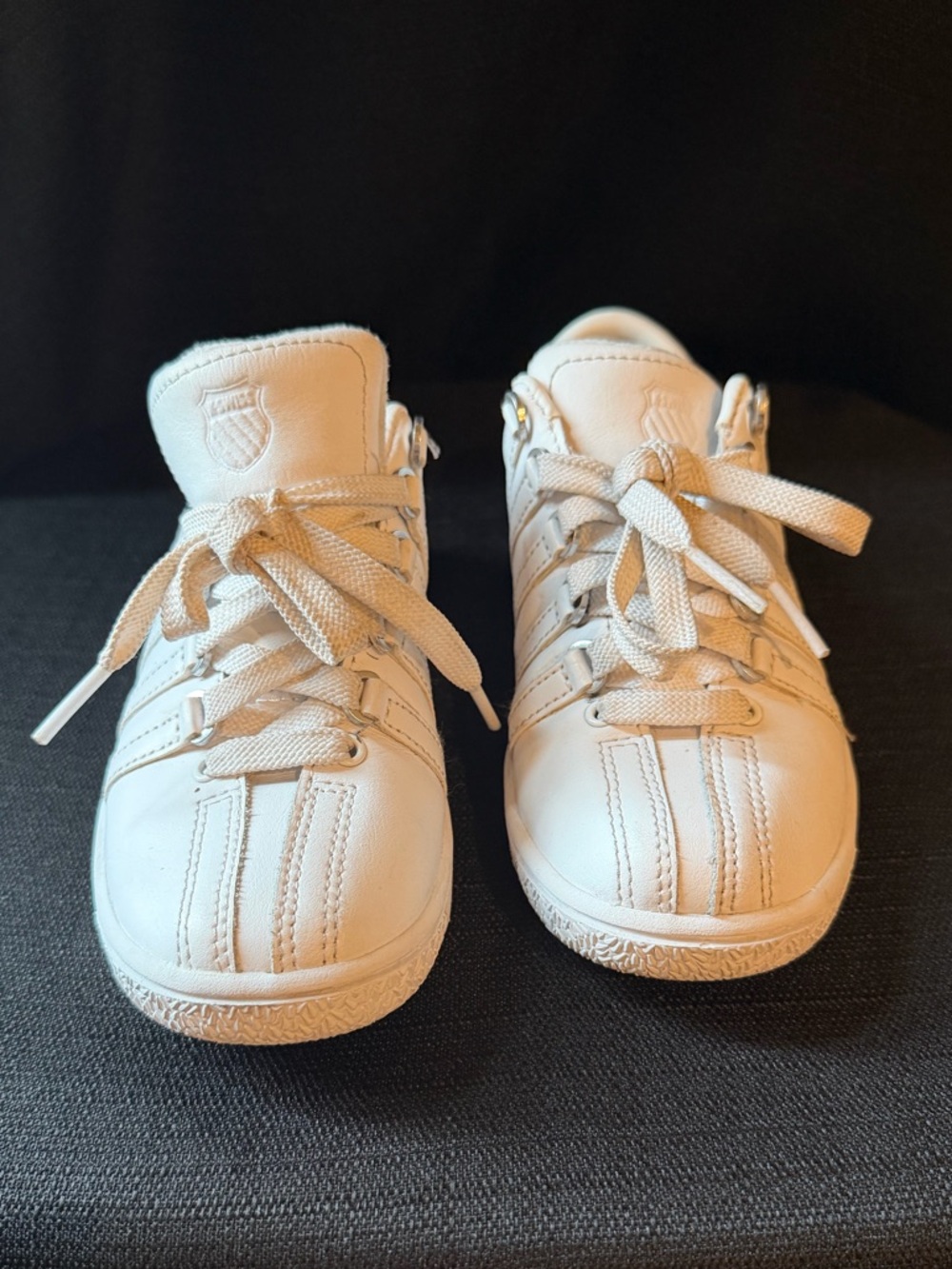 K-Swiss White Kids Leather Lace-Up Sneakers - Picture 7 of 11